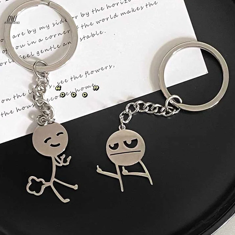 Interesting Match People Than Heart Middle Finger Couple Keychain Ins Personality Funny Bag Pendant Jewelry Couple friends Gift