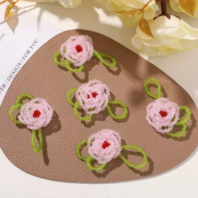 

Wholesale 20pcs/lot color glass beads decoration handmade rose flowers beads diy jewelry garment hair accessory