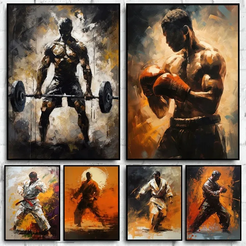 Graffiti Karate Martial Art Boxing Gym Sports Poster Canvas Painting Wall Picture Modern Gym Martial Arts Room Home Decor Gif