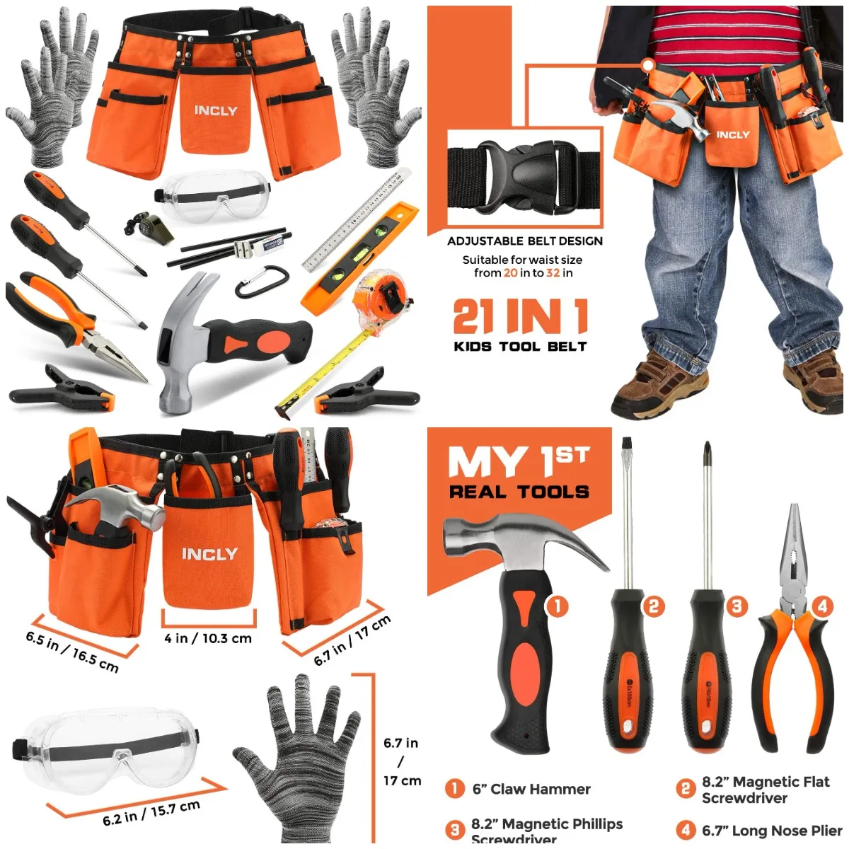 

Набор настоящих инструментов из 18 предметов с регулируемой талией 20–32 дюйма, набор ручных инструментов для самостоятельного изготовления, дома, строительства и деревообработки