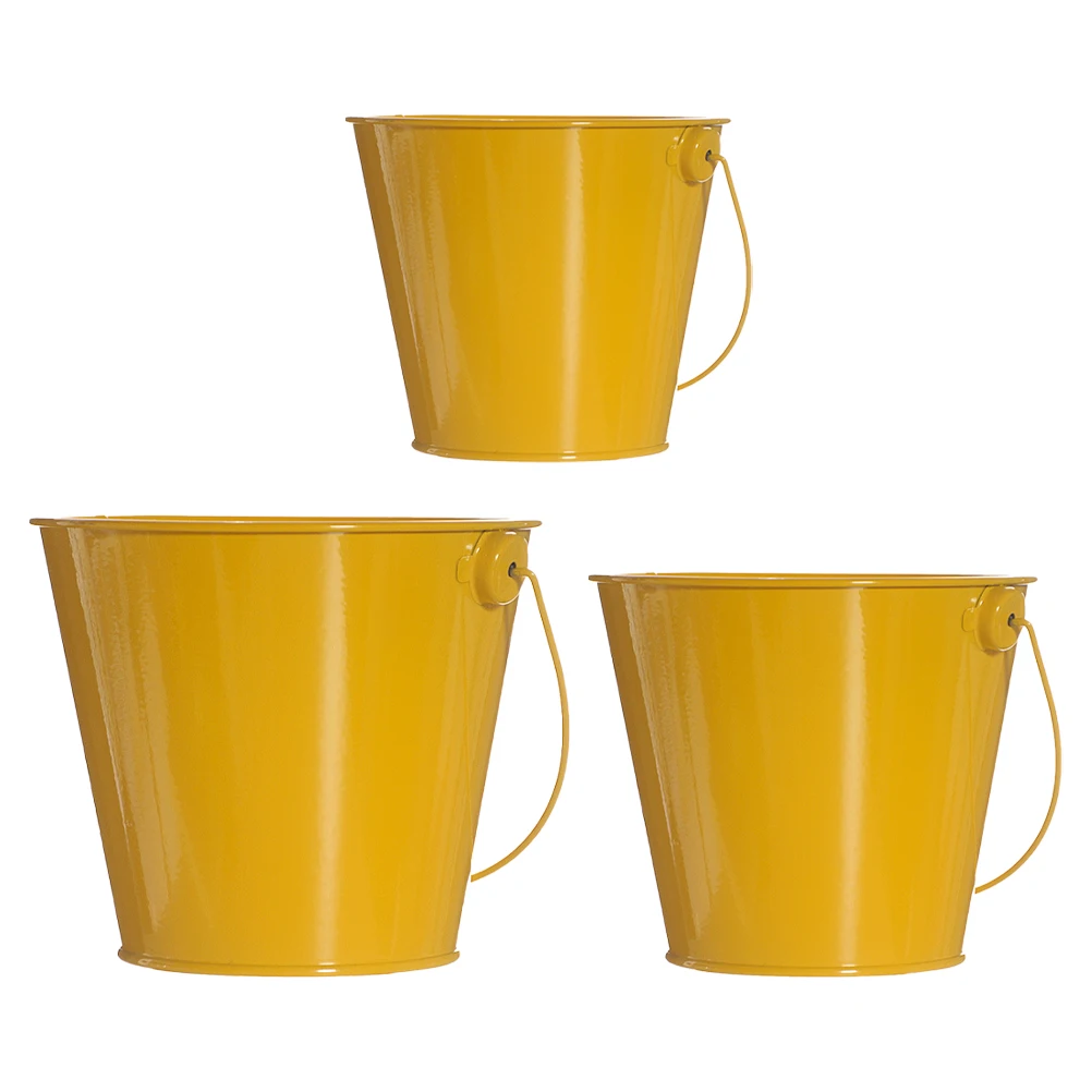 

3Pcs Metal Flower Bucket Iron Art Plant Holder Vintage Style Decorative Vase for Dried Flowers Garden Landscape Display