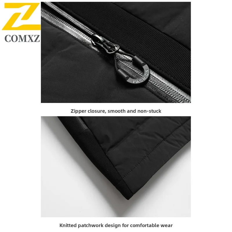 COMXZ Men's High-Quality Winter Jacket Versatile Solid Color Minimalist Travel Down Jacket Skiing Stylish Puffer Jacket Clothing