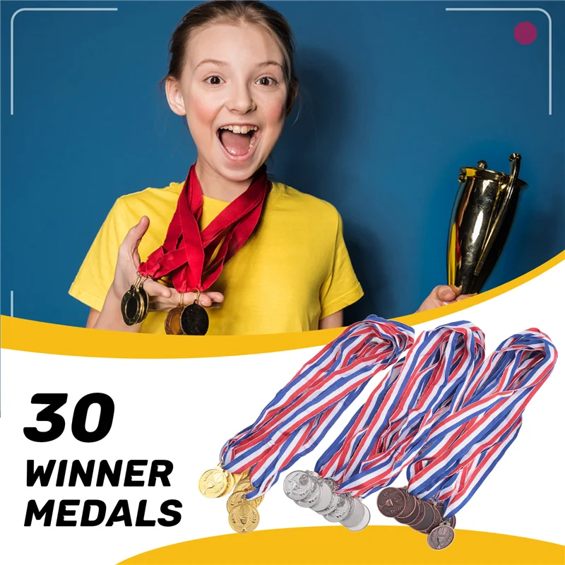 

AS96-30Pcs Award Medals Gold Silver Bronze Winner Medals 1St 2Nd 3Rd Prizes For Competitions
