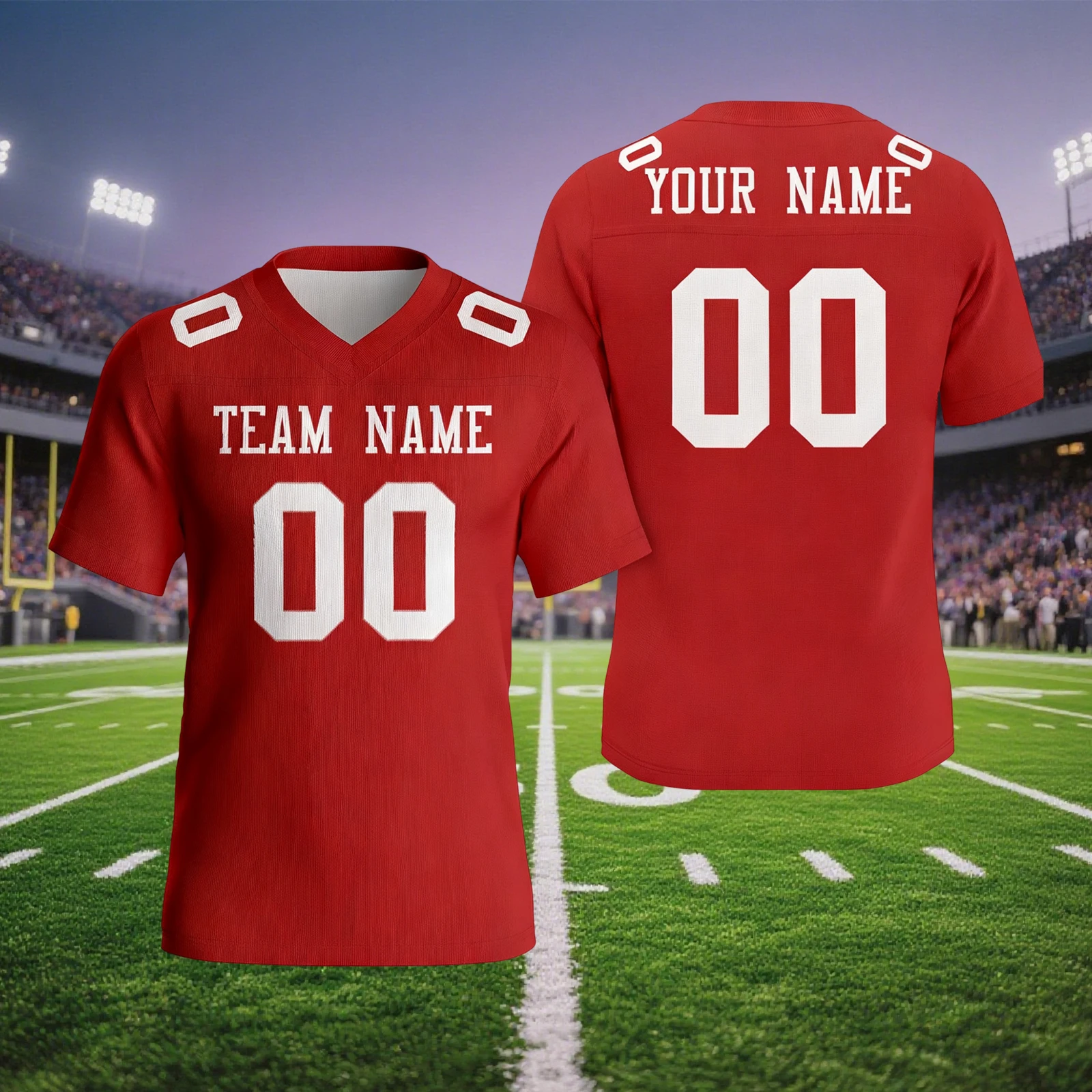 

Custom American Football Jersey Red Personalized Team Name Number Football Shirt Football Lovers Gifts for Men Women Youth Kids