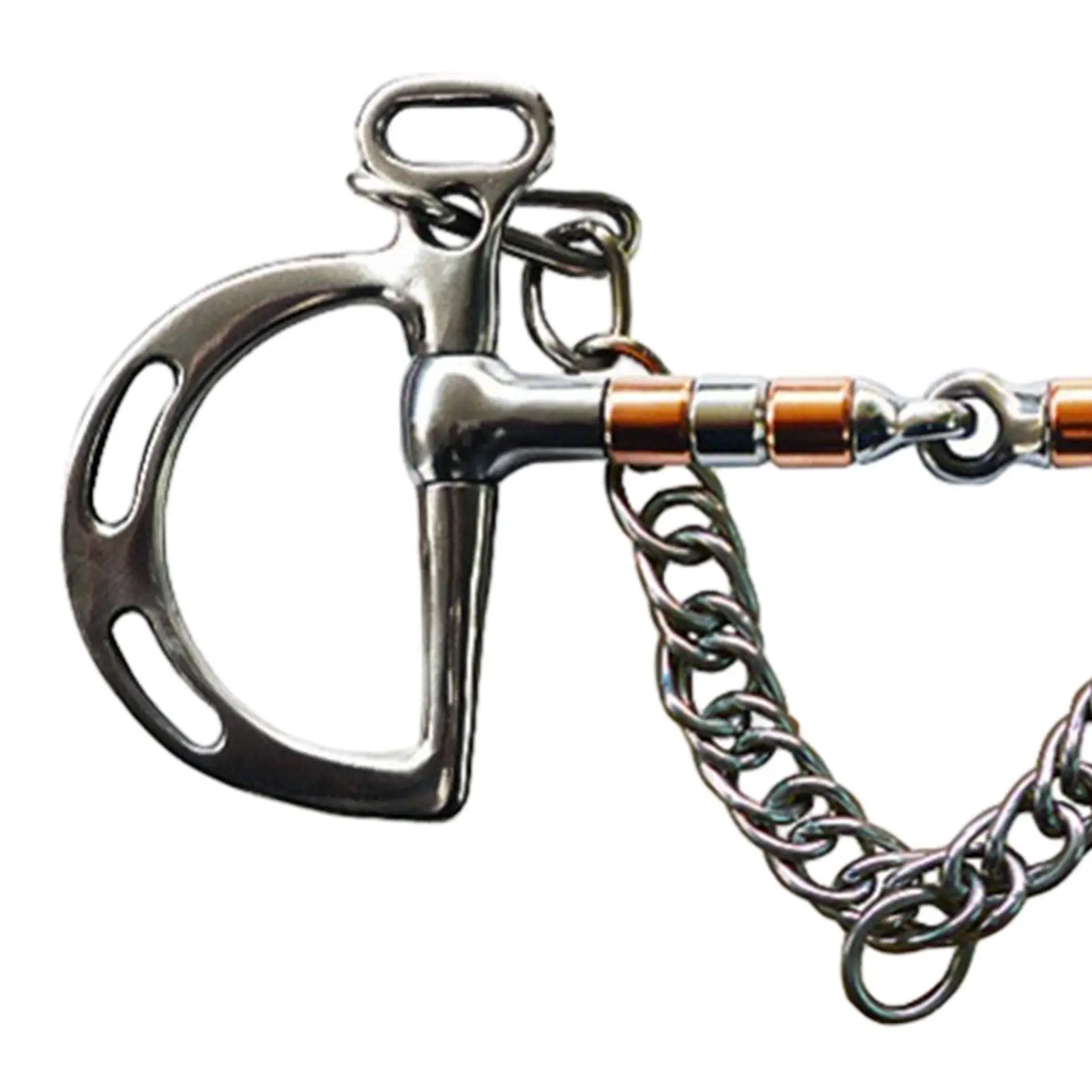 Horse Bit Mouth Horse Training Snaffle Tool Metal Gift Equestrian Accessories with Curb Hook Chain for Horse Bridle Outdoor