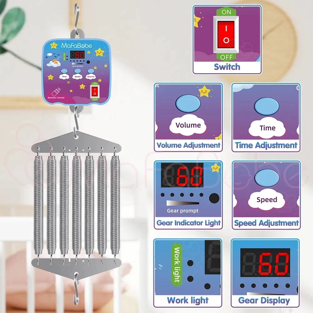 전자 자동 전기 아기 요람 용수철, 리모컨 및 사롱 세트 포함