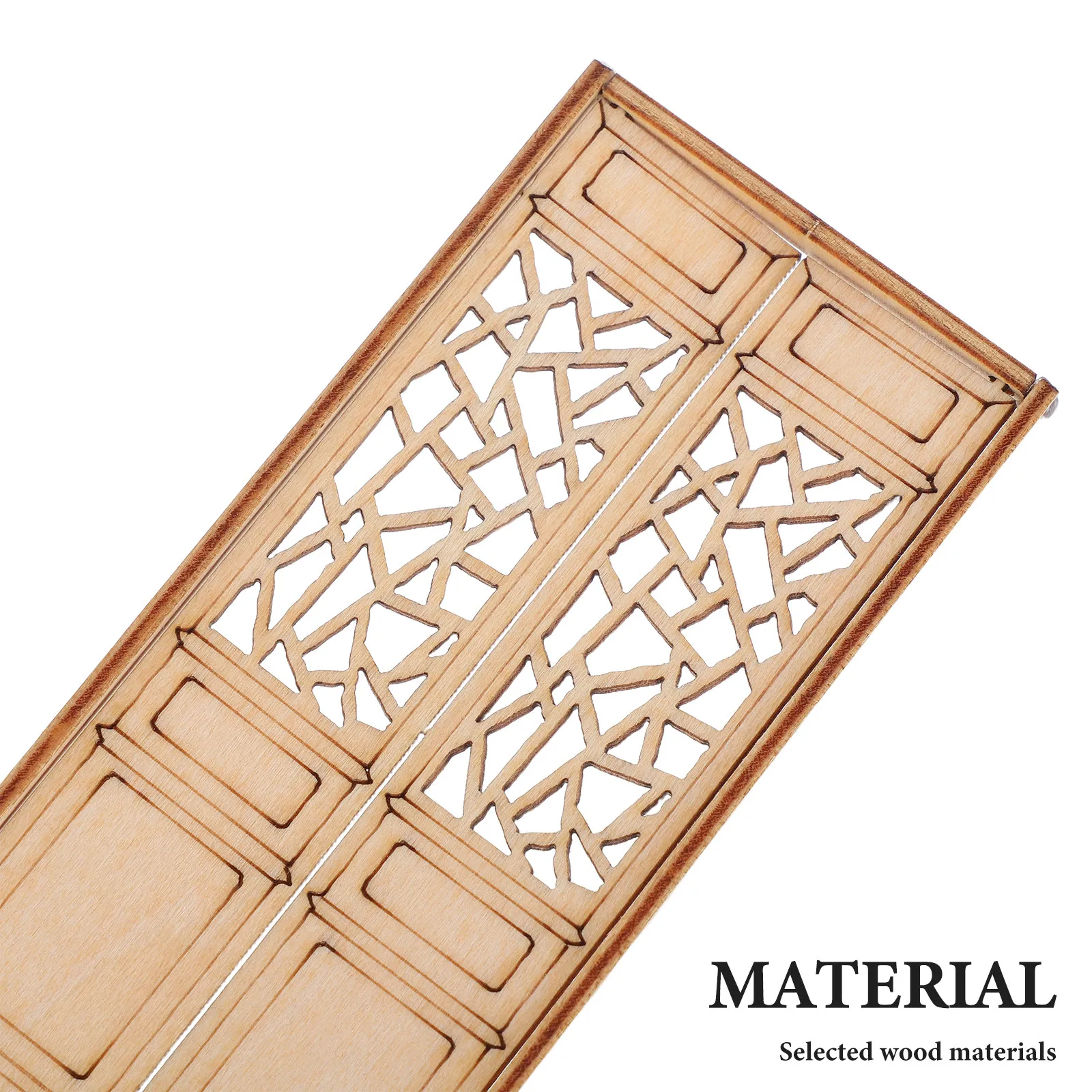 3Pcs Chinese Style Architectural Double Doors Miniature Wooden Dollhouse Interior Doors Unpainted DIY Furniture Accessories