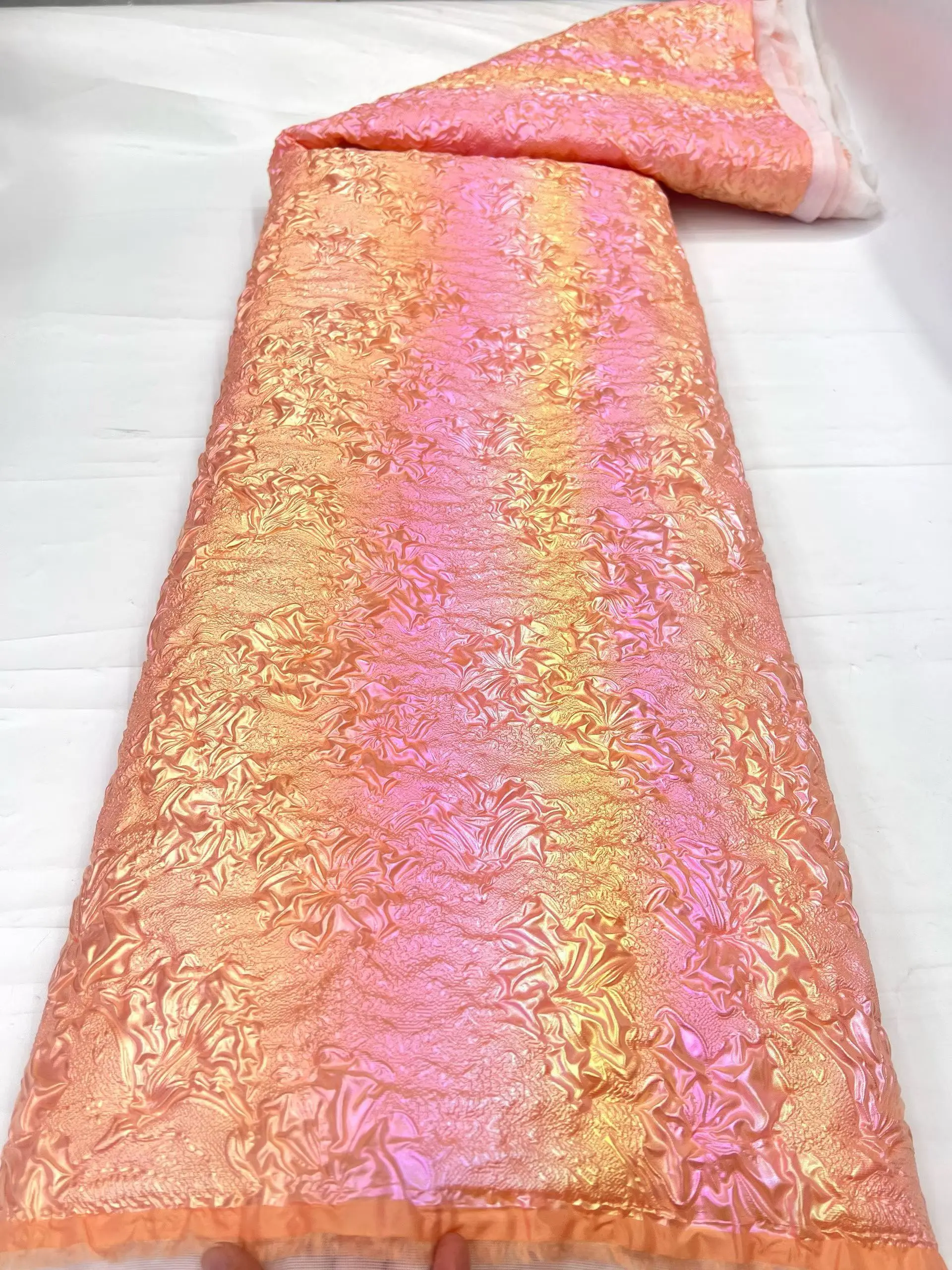 2026 African Nigerian Tulle Lace Fabric Organza Embroidery Guipure Party Gown Brocade Sequins High Quality 5Yard HD106