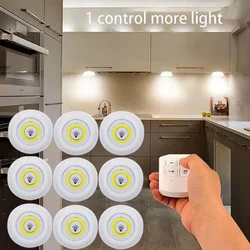 Lámpara LED COB regulable para debajo del armario, luz nocturna con Control remoto, interruptor de luz para armario, botón pulsador para escaleras, cocina y baño