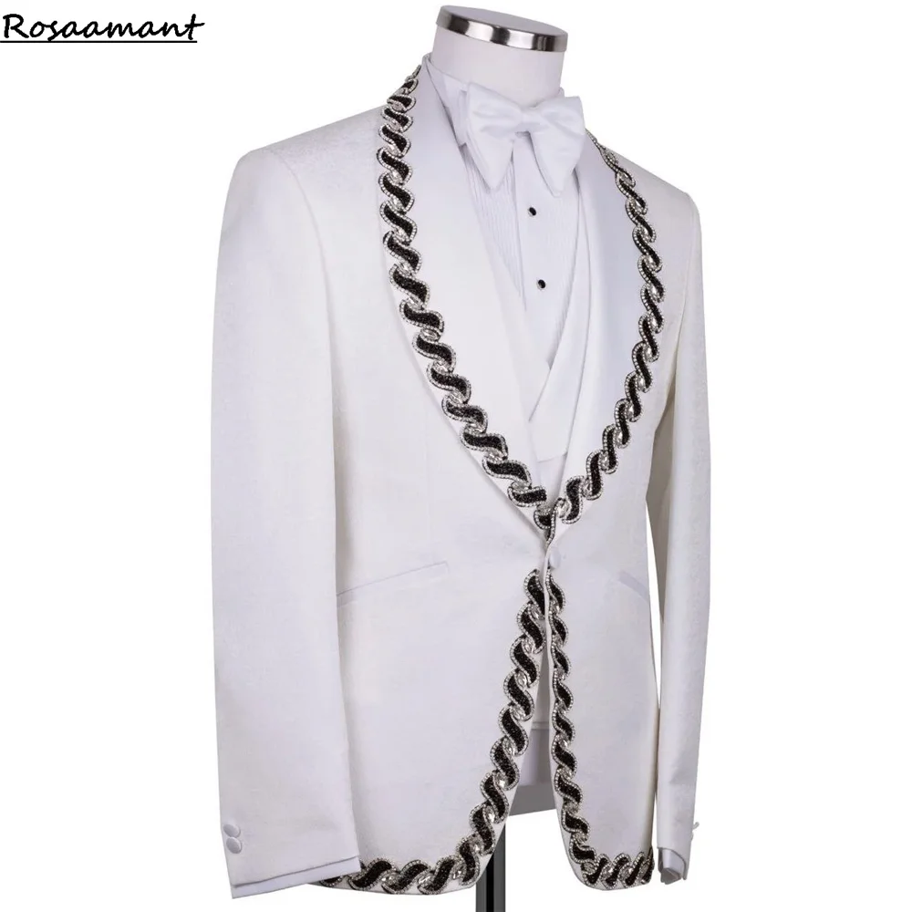 Men Suits Slim Fit Glitter Wedding Party Costume Homme Customized 2 Pieces Sets Groom Male Prom Blazers