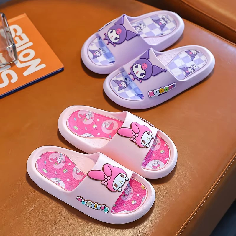 Pantofole sandali per bambini originali Sanrio Kitty Yuji Dog Melody, pantofole estive per il bagno interno, antiscivolo, per la casa del bambino