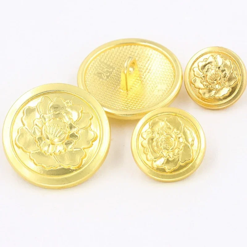 5pcs/bag Round Golden Metal Buttons Decorative Buttons for Work Clothes Shirts Four-button Epaulettes Management Screw Buttons