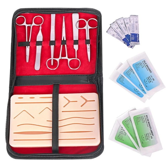 Medical Students Stainless Steel Dissection Surgical Suture Practice Kit Surgery Anatomy Training Pad pin Scissors Tool Kits