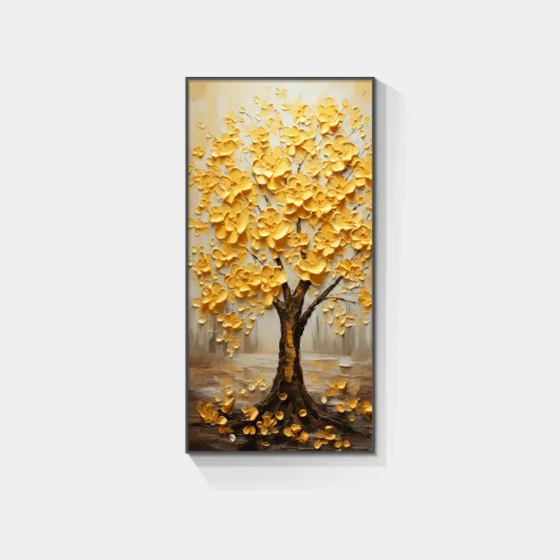 Fortune tree decorative painting, new Chinese style fortune entrance corridor oil painting