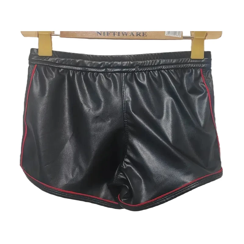 Men's shorts PU imitation leather sports leisure Europe and America motorcycle leather pants men muscle cross-border