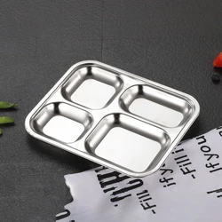 Stainless Steel Dinner Plate Compartment Plate dinnerware Children's Fruit Snack Plate Baby Bowl Kitchen Tableware