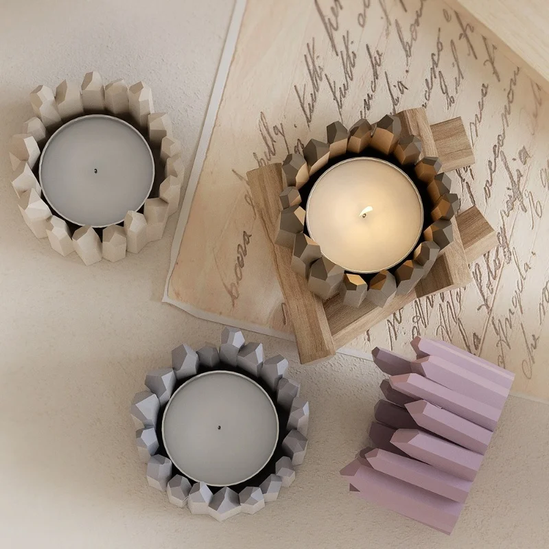 DIY Crystal Cluster Candle Holder Silicone Mold Aromatherapy Gypsum Candle Ornaments Resin Epoxy Mold Home Decoration Storage