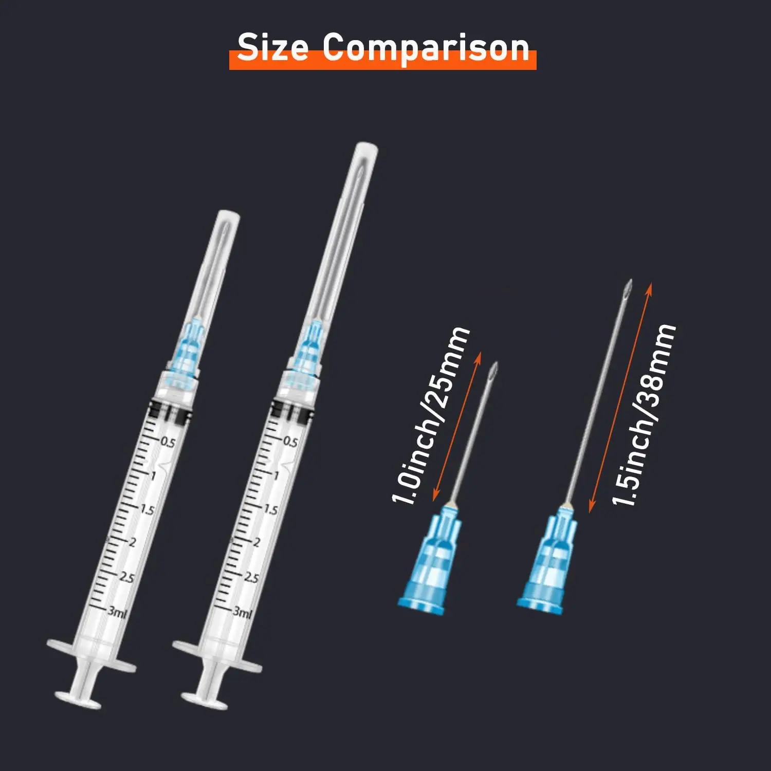 10-50 Pack 3ml Disposable Luer Lock Syringes with 23Ga 1 Inch Stainless Needle Individually Sealed Packed For Pet Farm Animal