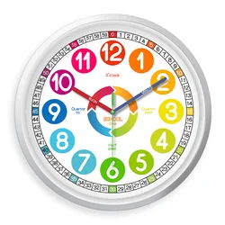 8inch Modern Fashion Color Digital Pattern Plastic Glass Wall Clock Living Room Bedroom Kitchen Home Decoration Wall Clock Silent Quartz Clock Holiday Gift (No Battery)