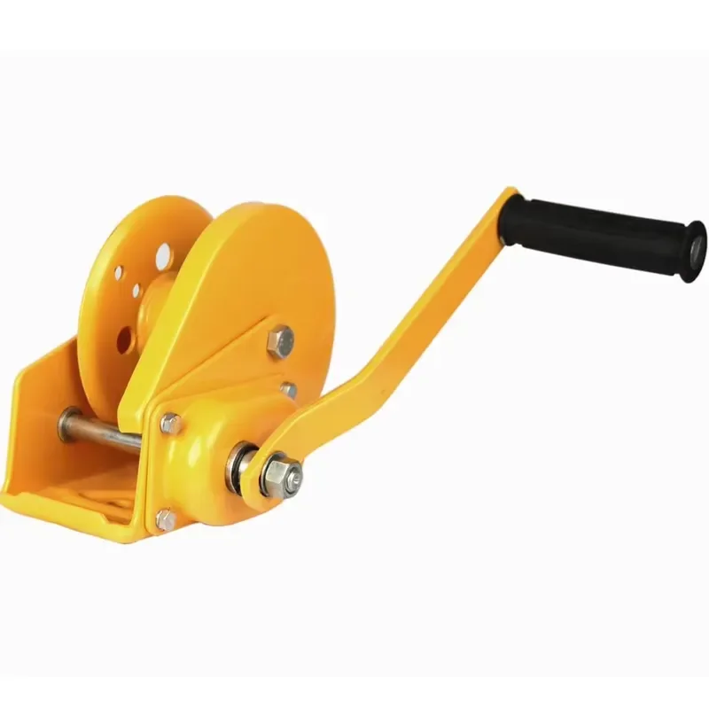 1200 Lbs Portable Manual Winch Self Locking Hand Crank Wire Rope Hoist for Car Truck Boat Recovery Heavy Duty Lifting Tool