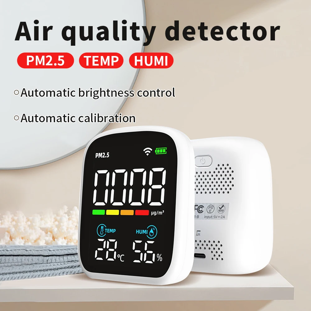 Imagem -03 - Portátil Wifi Qualidade do ar Tester Analisador de Poluição do ar Medidor de Teste de Umidade de Temperatura Sensor Infravermelho Controle de App Pm2.5 Co2