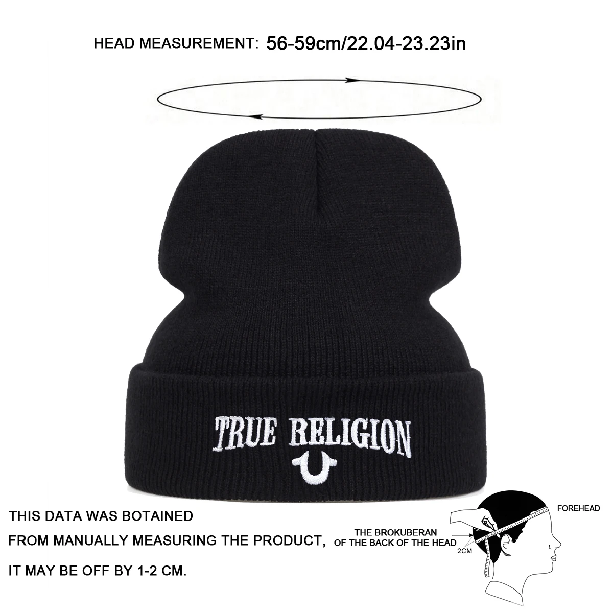 Unisex TRUE RELIGION Letter Embroidery Beanies Autumn Winter Warm Beanie Hat Caps for Women Men