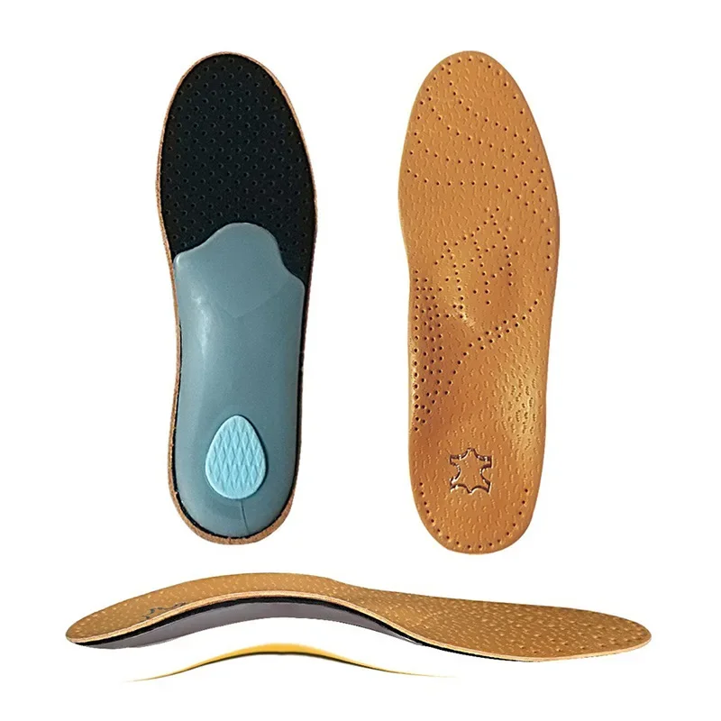 1 paire de semelles orthopédiques en cuir, Support de voûte plantaire, pieds plats, fasciite plantaire, coussinets de chaussures, semelle de chaussure désodorisante en cuir de qualité