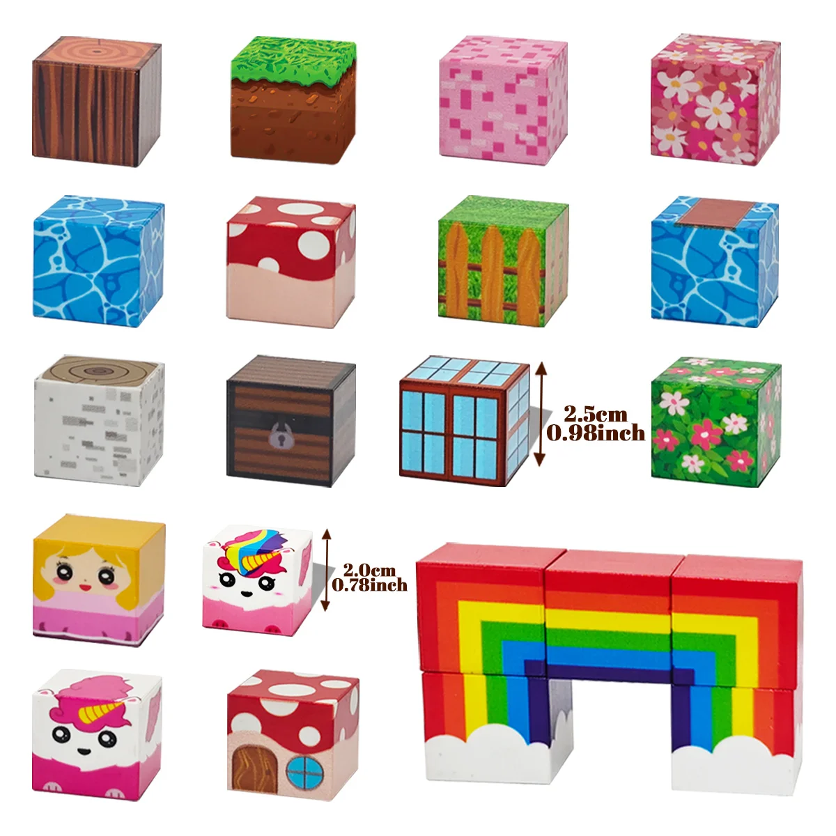 자석 블록, 무지개 유니콘 자석 큐브, 소녀와 소년을 위한 교육용 장난감, 이상적인 크리스마스 생일 선물