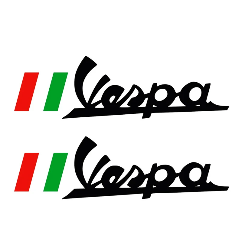 JP 2x Vespa logo creative car sticker external accessories + BANDERA Italia moto flag decoration waterproof sunscreen 7cm x 2cm