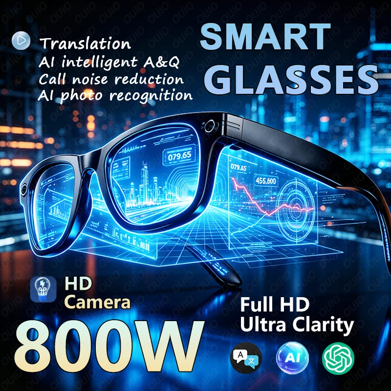 

Новые умные очки 2026 года с HD-камерой 800W для видеозаписи, голосовым управлением AI, беспроводными звонками, функцией AI-вопросов и ответов, AI-переводом