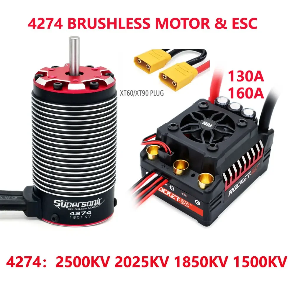 SkyDElSURPASS HOBBY 4274 2500KV KV 1850KV 1500KV 4 Poles Brushless Motor And 130A 160A ESC Combo For 1/8 1/7 RC Car RC Parts