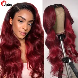 1B Burgundy 99J Human Hair Wig Colored HD Lace Frontal Wigs Blonde Ombre Body Wave Lace Front Wig Brazilian Glueless Wig On Sale