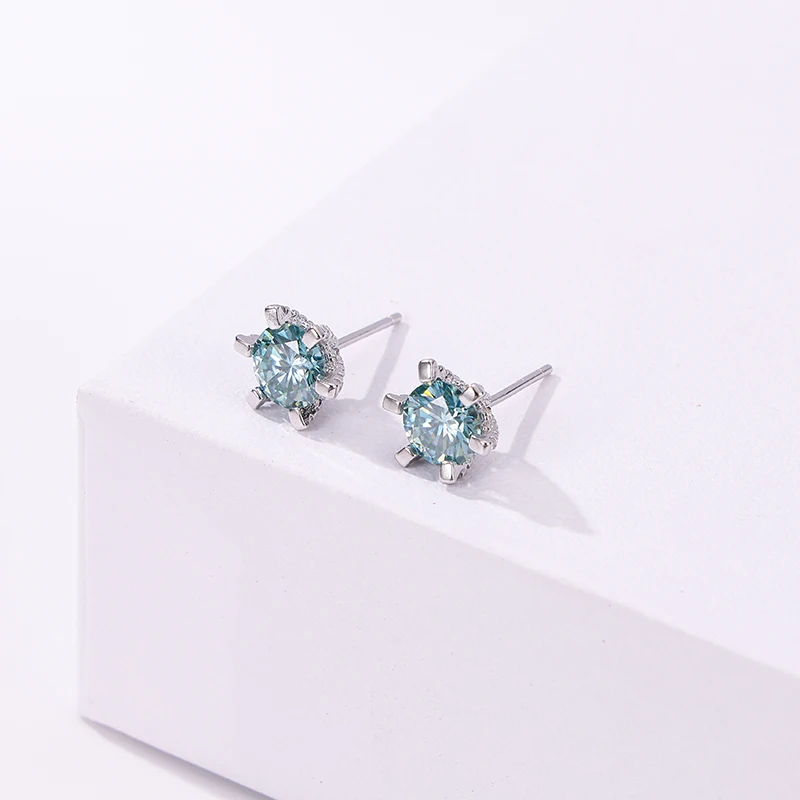 JoyceJelly S925 Silver Jewelry 1ct D Color VVS 3EX Cut Moissanite Earrings For Women Full Diamond Ear Studs Simple Daily Wearing