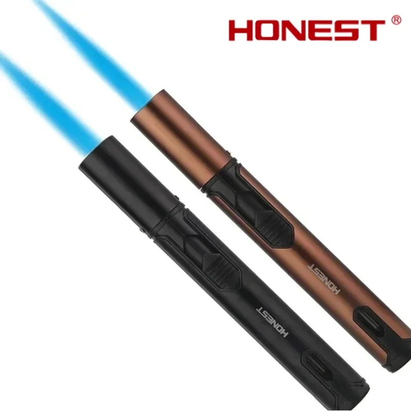 HONEST Metal Windproof Lighter Refillable Pen Torch Lighter Jet Flame Butane Lighter Kitchen BBQ Candle Camping Men's Gadget