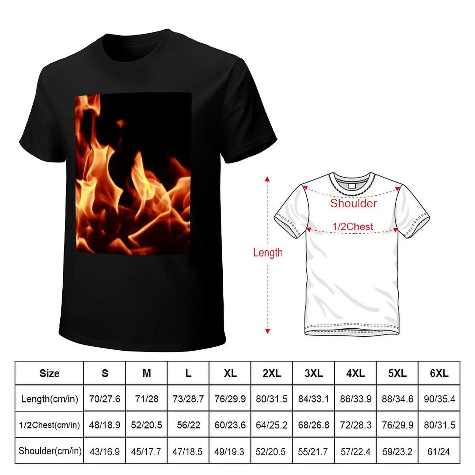 Fire flames effect T-Shirt Utility Casual Work T-Shirt