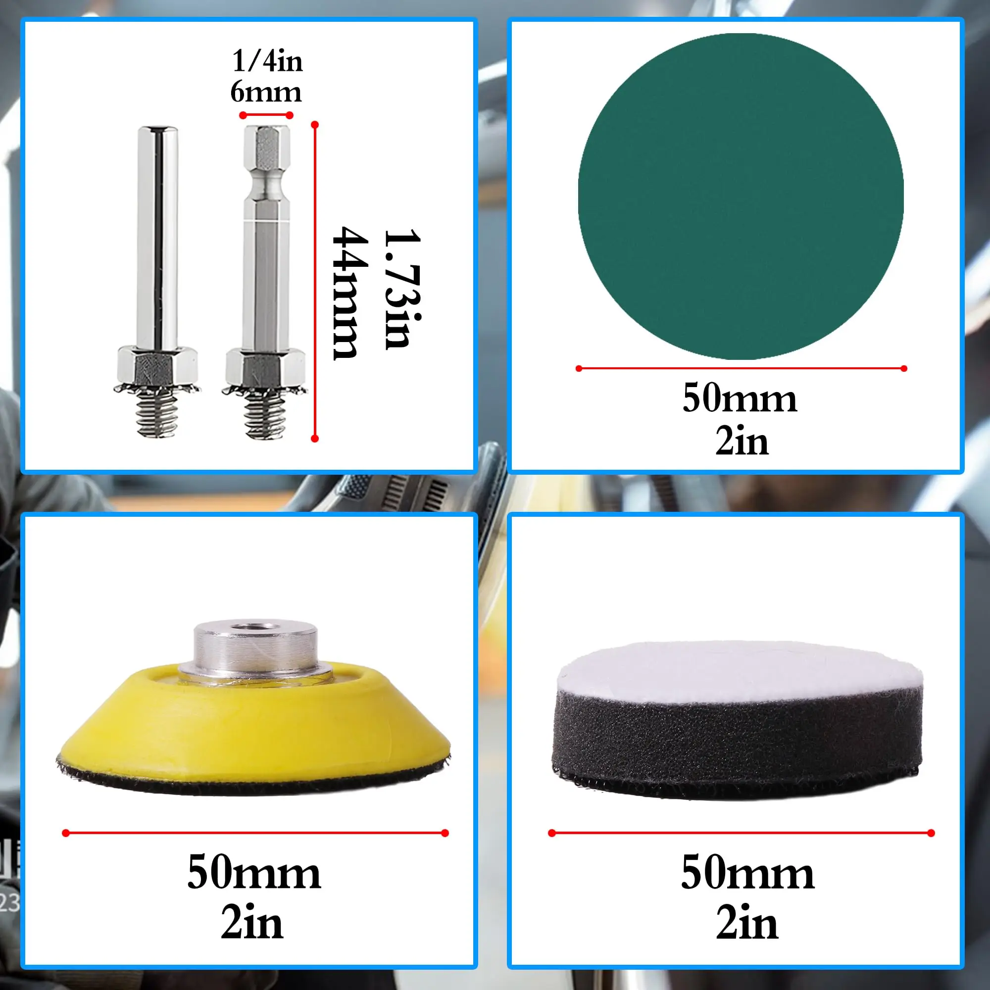 2 Inch Hook and Loop Sandpaper 104 Pcs Assorted 60-2000 Grits with Sanding Pad for Polishing and Sanding Car Metal Rubber