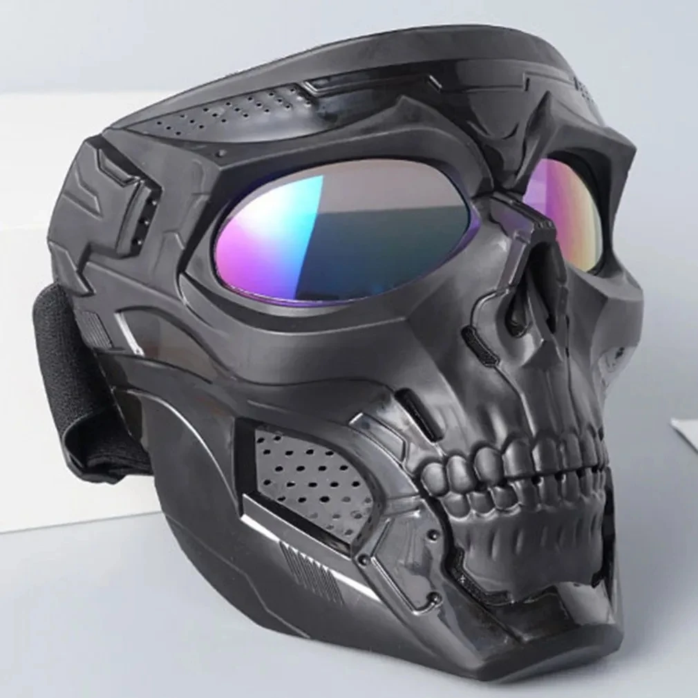 Skull Mask Motorcycle Mask Bicycle Riding Windproof Full Face Skeleton Protective Mask Colored Goggle Tactical Cycling Bike