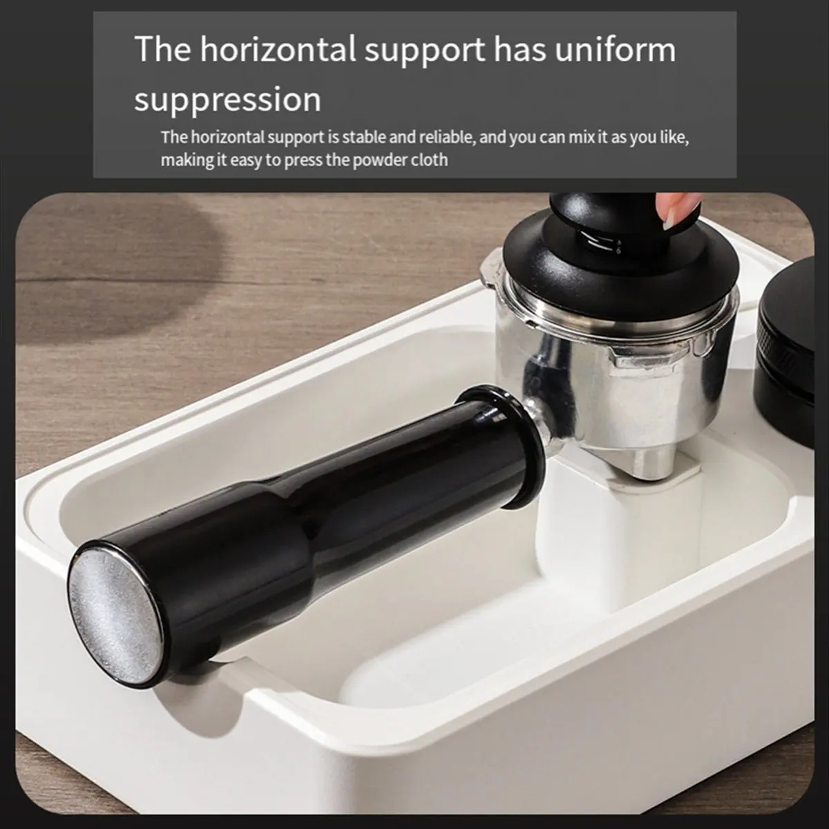 N14R Top Three-Piece Storage Base Multifunctional Household Coffee Tamper Knocking Box Italian Powder Distributor Black