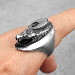 Coiled Snake Ring Stainless Steel Men Rings Unique Punk Abstract for Riker Male Fashion Jewelry Accessories Gift Dropshipping