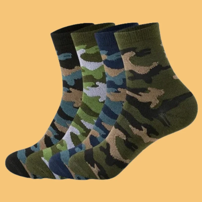 Calcetines cortos de camuflaje verde militar para hombre, medias de tubo medio, informales, cómodas, transpirables, de alta calidad, para primavera y otoño, 6/12 pares