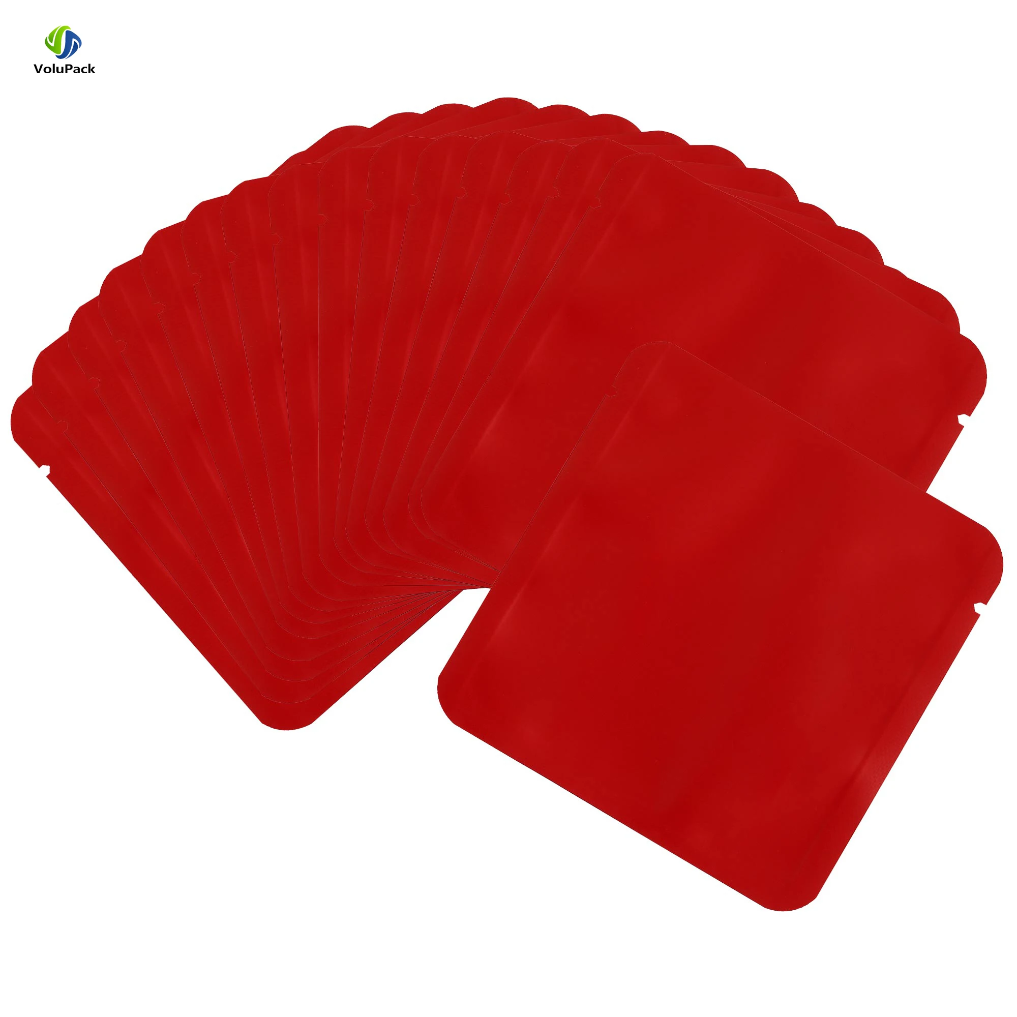 100pcs Aluminum Foil Matte Red Heat Seal Open Top Sachet Double-Sided Same Color Frosted Material Flat Bottom Mylar Bags