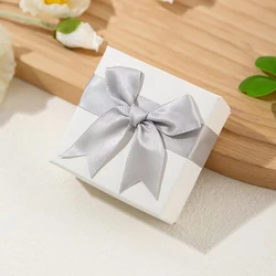 1Pc - Elegant Grey Satin Bow Jewelry Gift Box with Lid, Suitable for Jewelry Storage Boxes of Earrings, Necklaces, and Rings