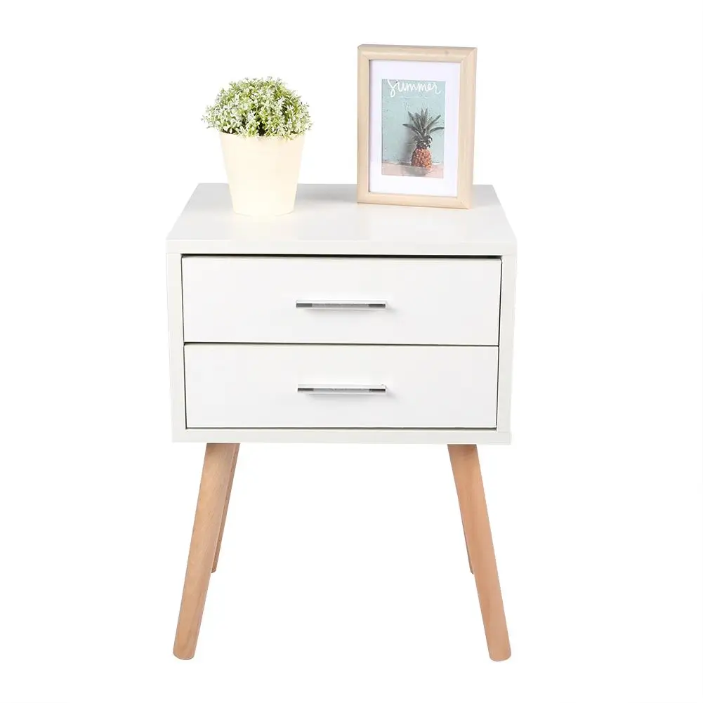 Bedside Table End Tables Storage Unit Stable Bedside Table with Two Drawers Floor Cabinet Bedroom Nightstand Storage Organizer