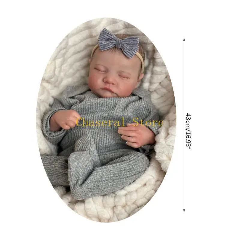 E7CE 19 นิ้ว Reborns ทารกแรกเกิด Sleeping ตุ๊กตา น่ารักสมจริง ตุ๊กตา พร้อมเสื้อผ้า