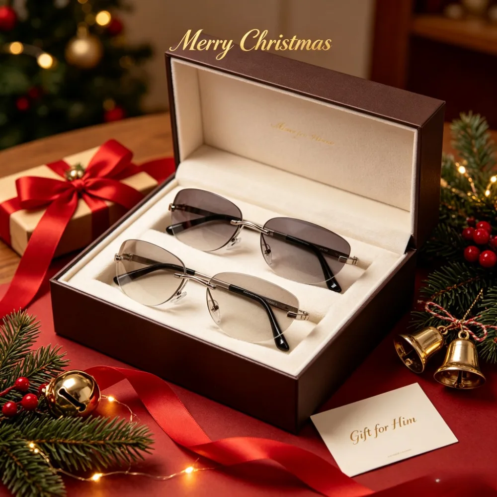 2PC Light Luxury Frameless Oval Metal Sunglasses, The Same for Men and Women, Niche High-end Silver Edge Trimming Gradual Change Color Sunglasses, Light Business Plain Face Anti-ultraviolet Sunshade Glasses