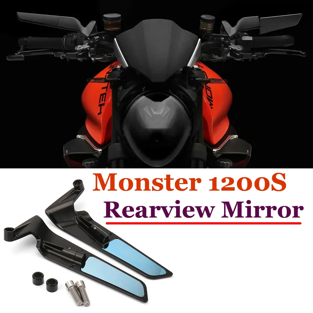 

Мотоциклетное зеркало заднего вида Monster 1200, регулируемое зеркало с крыльями для Ducati Monster 1200, 2017-2021, Monster 1200S