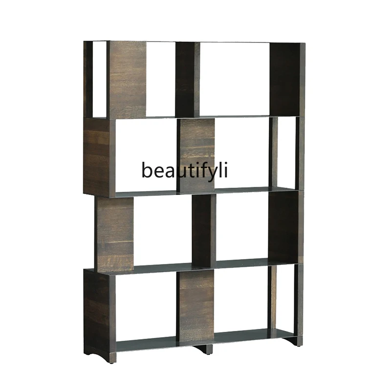 

Nordic, oak wrought iron retro wabi sabi 4-layer bookshelf display | Tree Squeak