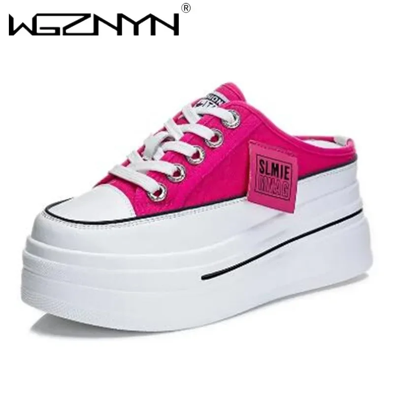 NEW Fashion Summer Sports Slippers Womens Vulcanized Shoes Flat Thick Bottom Widening Casual Breathable Sandals Slippers Middle
