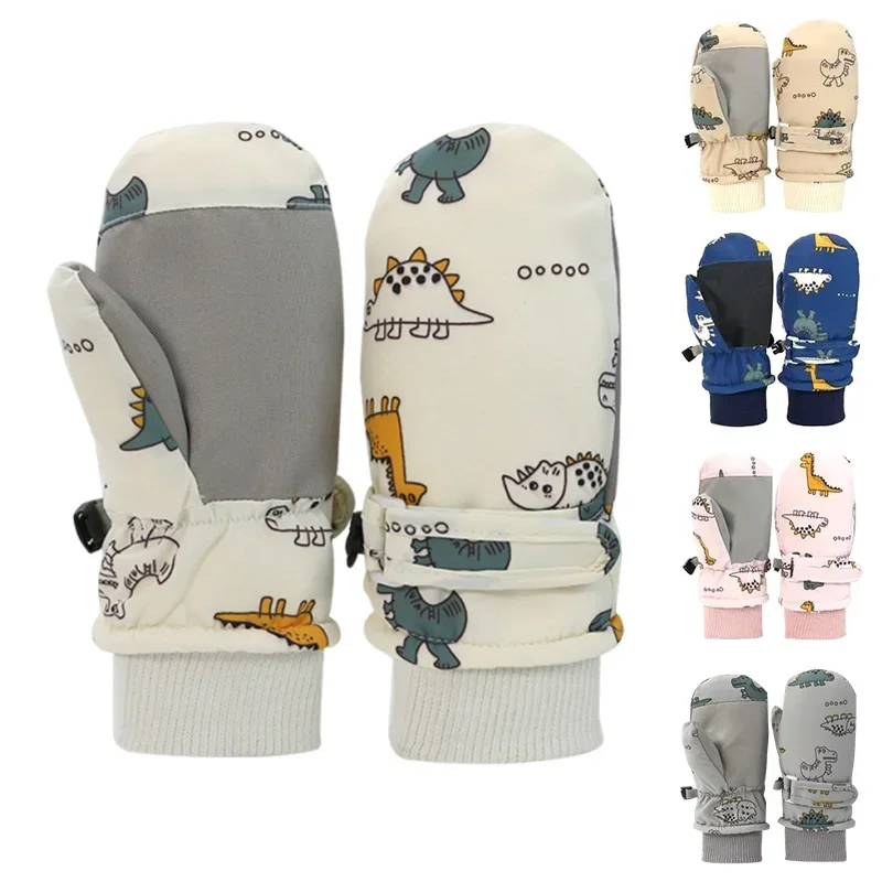 Adjustable Snow Mittens Waterproof Snow Gloves Windproof Ski Kids Gloves Snowboard Warm Mittens Quick Drying Gloves for Infants