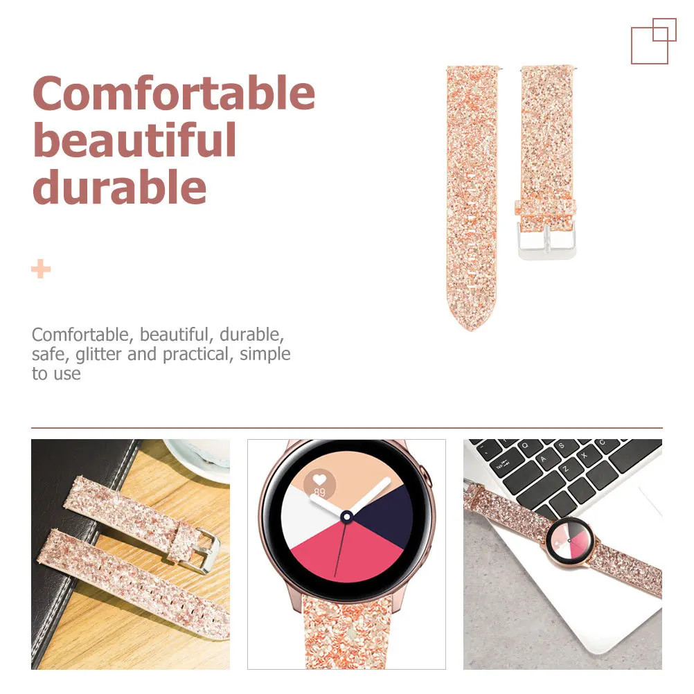 

Replaceable Shiny Watchband Durable Comfortable Soft Glitter Watch Strap Adjustable Wear Watchband